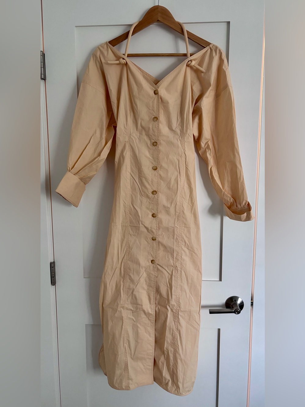 Nanushka Cream Button-Front Maxi Dress